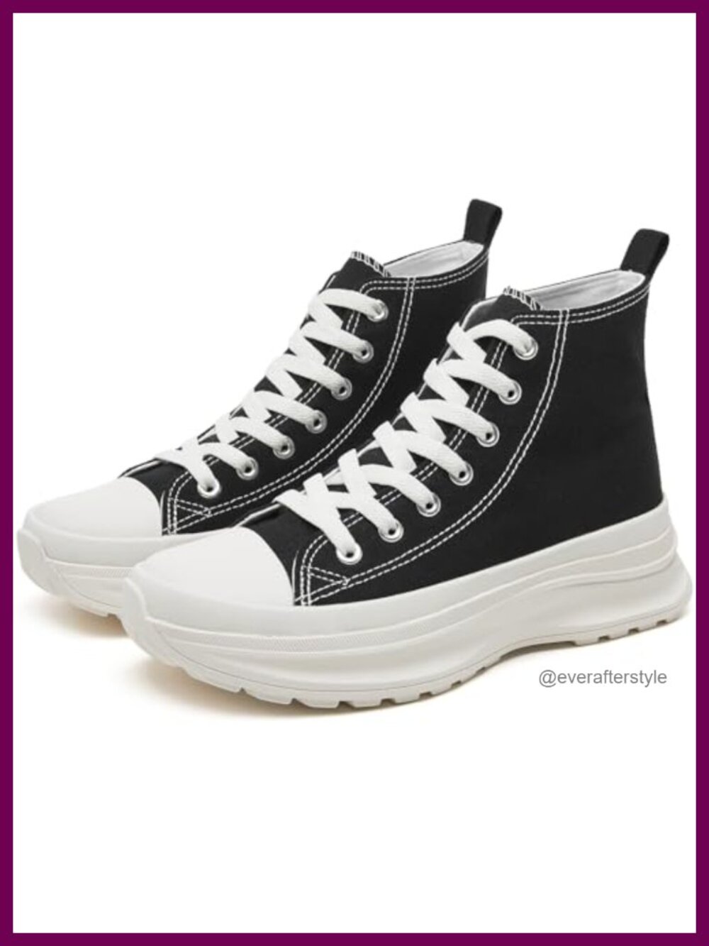 Women's High Top Canvas Platform Sneakers Lace-Up Casual Athletic Shoes